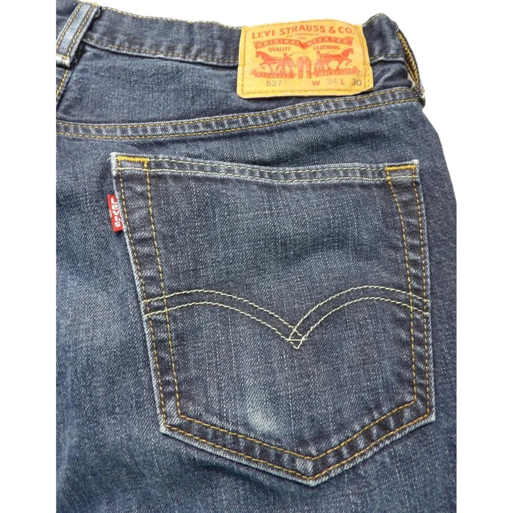 Levi's 527 Slim Boot Cut Jeans Men 34x30 Dark Wash Denim Pants Blue 100% Cotton
